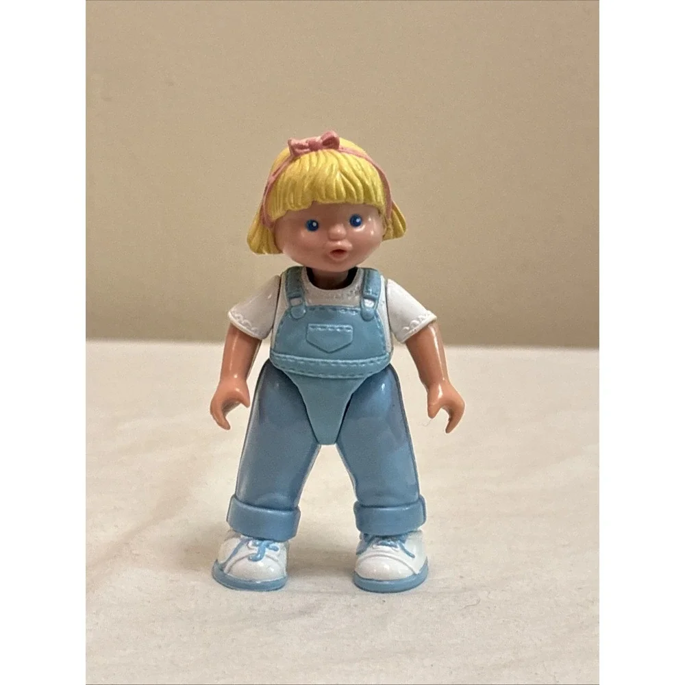 Fisher-Price Loving Family Dream Dollhouse Blonde Girl Blue Bib Overalls 1993